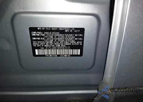 2017 Subaru Forester 2.5I from USA, damaged, VIN JF2SJABC9HH563131